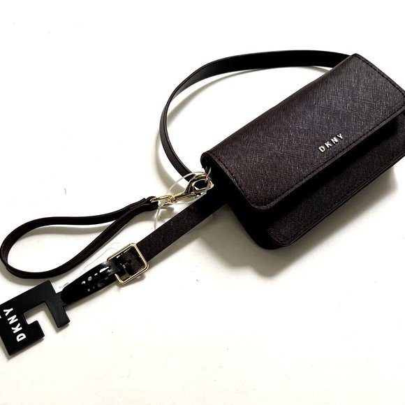 DKNY Belt Bag Waist Fanny Pack Wristlet Brown Faux Leather Logo NWT main image 7